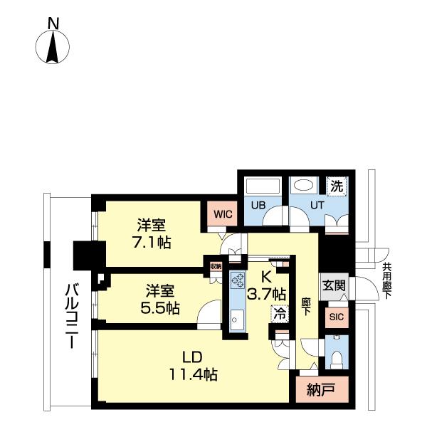ONE札幌ステーションタワー(2LDK/5階)の間取り写真