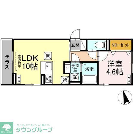 D BLESS横濱赤門通(1LDK/1階)の間取り写真