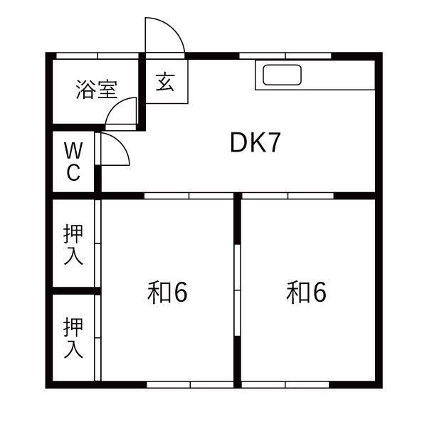 赤坂サンコーポ(2DK/2階)の間取り写真