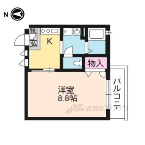 ラフォーレ西ノ京2(1K/1階)の間取り写真