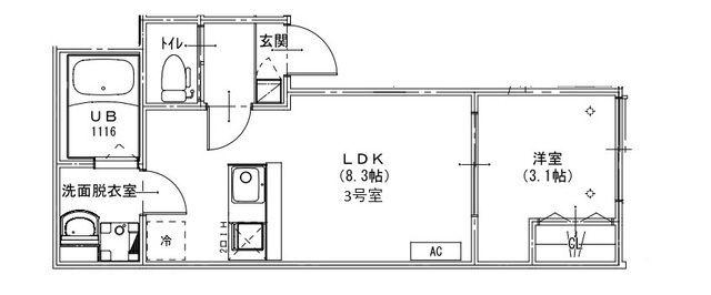 KEIAI RESIDENCE 北習志野II(1LDK/3階)の間取り写真