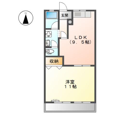 ハイムE(1LDK/4階)の間取り写真