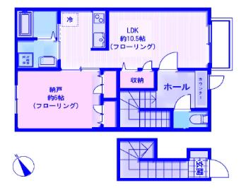 ユーオディア(1LDK/2階)の間取り写真