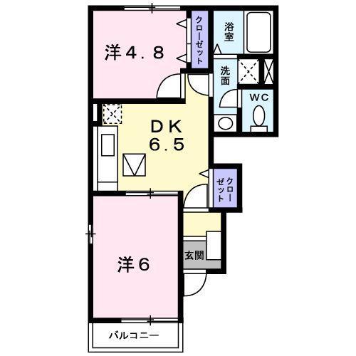 ヴィラルミエールB(2DK/1階)の間取り写真