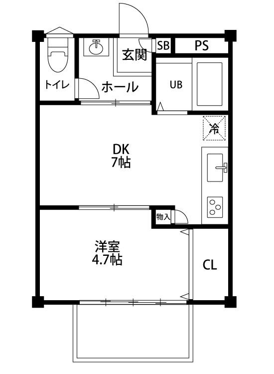 エスポワール出来島(1DK/2階)の間取り写真