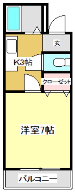 ラ・メール知寄I(1K/2階)の間取り写真