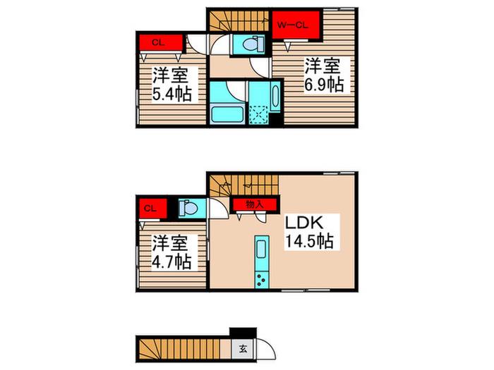セレスティア竹の塚(3LDK/2階)の間取り写真