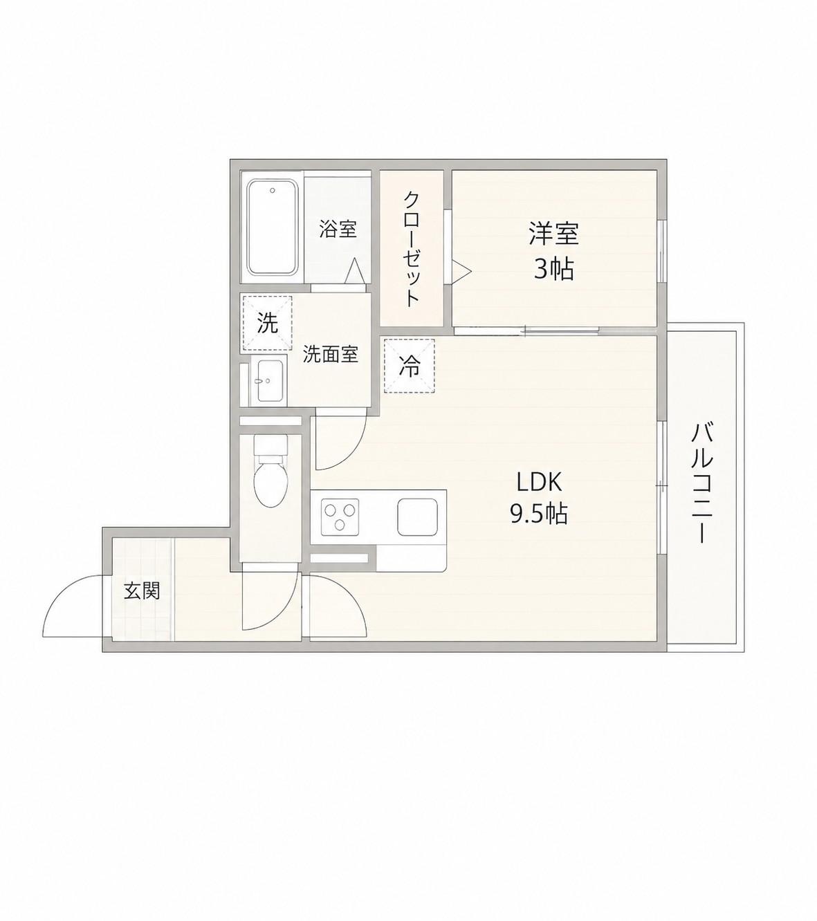 セジュール広島萬象園(1LDK/2階)の間取り写真