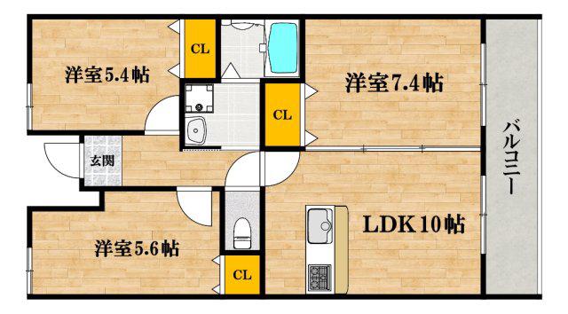 レヴェあけぼの荘(3LDK/7階)の間取り写真