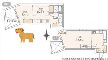 GRANDSTORY用賀2(2LDK/1階)の間取り写真
