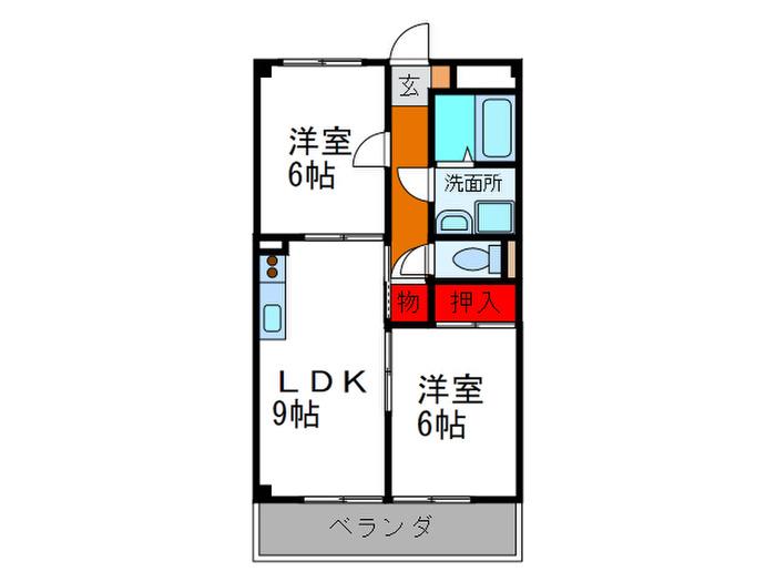 シャトレー多田(2LDK/1階)の間取り写真