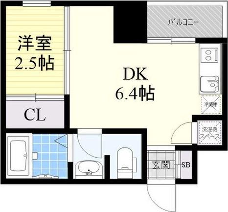 レギャン002(1DK/4階)の間取り写真