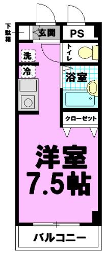 湘南ABSI(ワンルーム/1階)の間取り写真