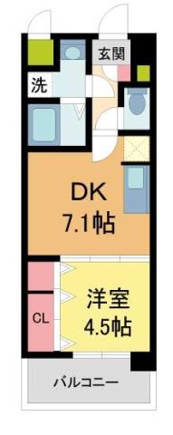 LSC川西(1DK/3階)の間取り写真