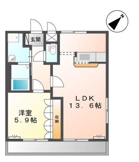クレストール(1LDK/2階)の間取り写真
