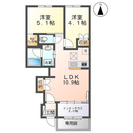 ソレイユ ルピナス(2LDK/1階)の間取り写真