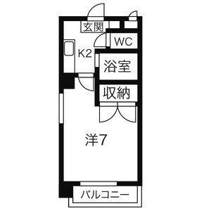 レクサス原(1K/4階)の間取り写真