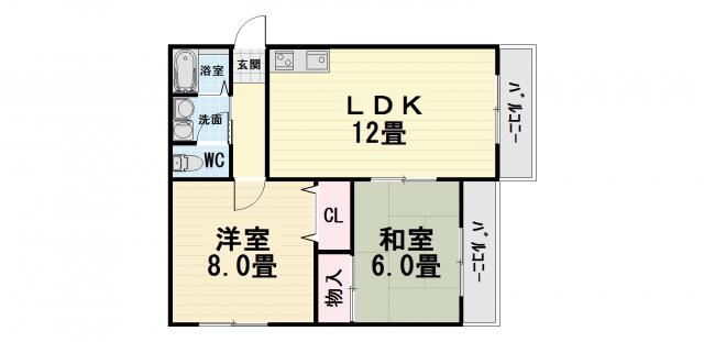 SV-5津久野(2LDK/3階)の間取り写真