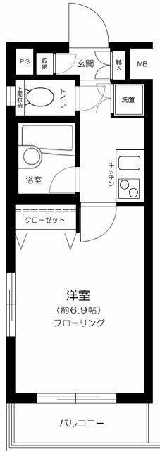 プレールドゥーク西新宿(1K/2階)の間取り写真