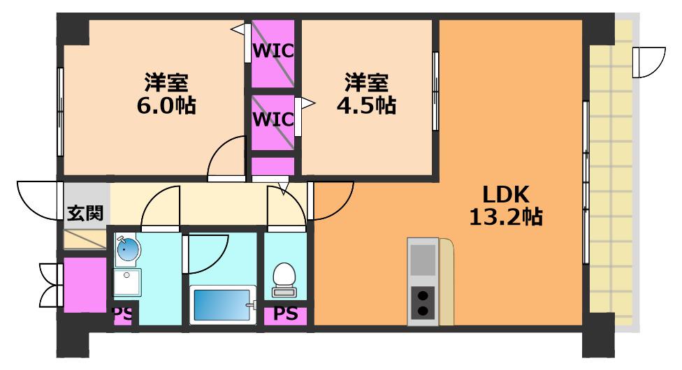 LUO MAROON(2LDK/6階)の間取り写真
