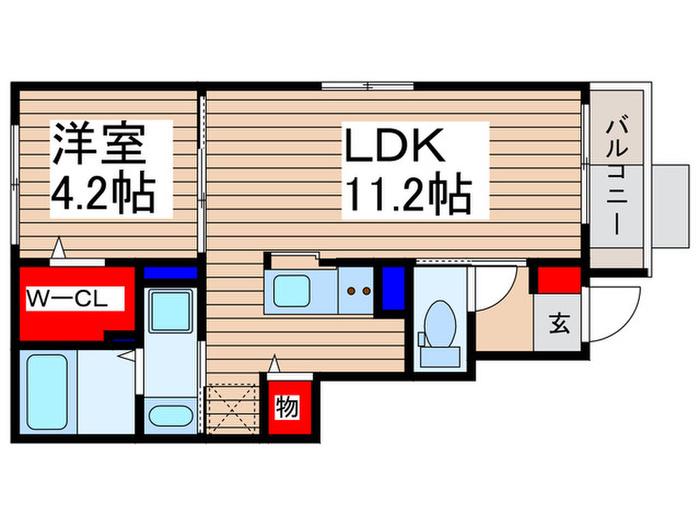 ＪＲ川越線 南古谷駅 徒歩9分 2階建 築1年(1LDK/1階)の間取り写真