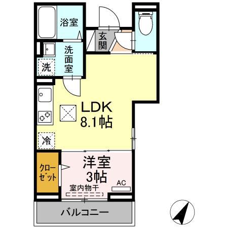 アオイパレス溝の口(1LDK/2階)の間取り写真