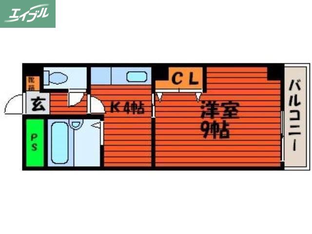 マンションKUSUS(1K/1階)の間取り写真