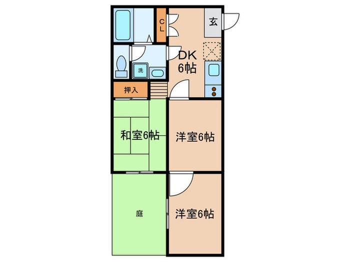 ベルメゾンE&Y(3DK/1階)の間取り写真
