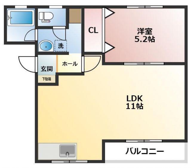 マンション富士(1LDK/2階)の間取り写真