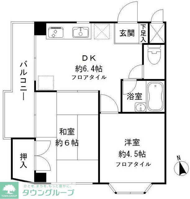 レジデンス鹿野II(2DK/3階)の間取り写真