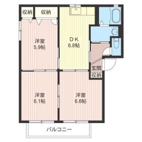コート・エスポワールA(3DK/1階)の間取り写真