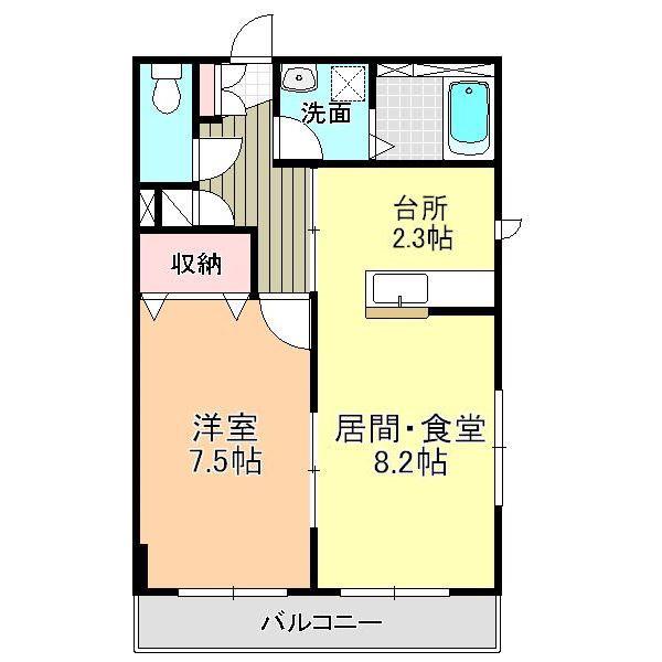メゾンサンライズ(1LDK/2階)の間取り写真