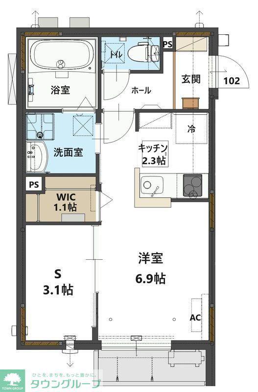 メゾン大栄(1SK/1階)の間取り写真