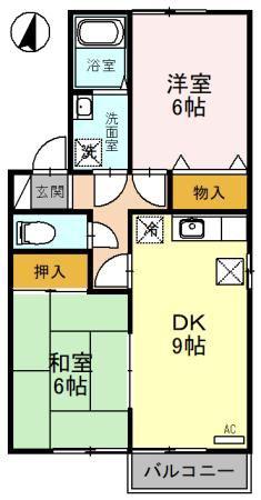 ハピネスホンゴウA(2DK/1階)の間取り写真
