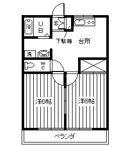 ダイチヒルズ菜根(2DK/1階)の間取り写真