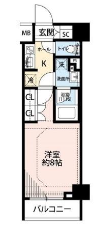 プレール・ドゥーク両国II(1K/6階)の間取り写真