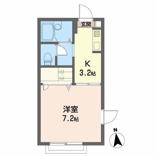 ジュネス北山B(1K/2階)の間取り写真