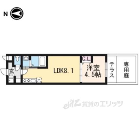アドバンス京都北大路レフィナード(1DK/1階)の間取り写真