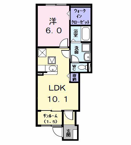 グラン ブレス(1LDK/1階)の間取り写真