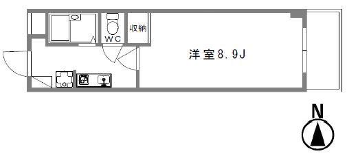 ホリホックイン八幡(1K/8階)の間取り写真