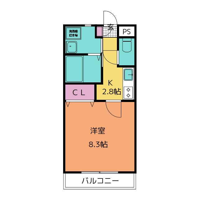 ヴァンベール野白(1K/2階)の間取り写真