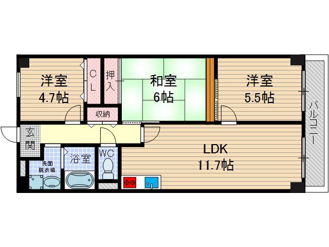旭エルフ(3LDK/1階)の間取り写真