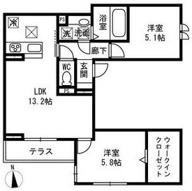 PASSARO GRANDE北田辺(2LDK/3階)の間取り写真