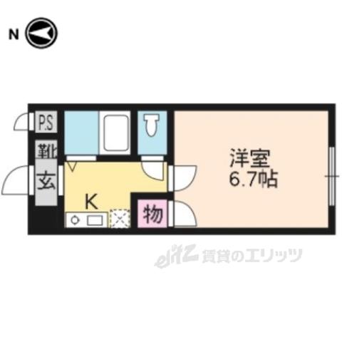 グランタック河原町五条(1K/4階)の間取り写真