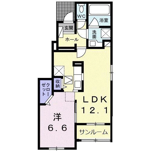 サン ルミエール3(1LDK/1階)の間取り写真