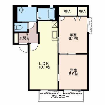 シャルム瀬名C(2LDK/1階)の間取り写真