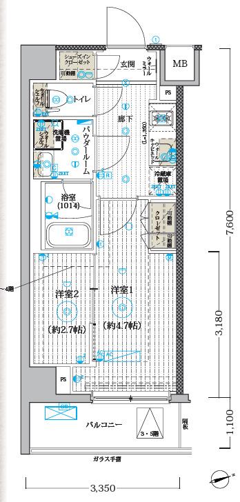 MAXIV CROSお花茶屋(2K/5階)の間取り写真