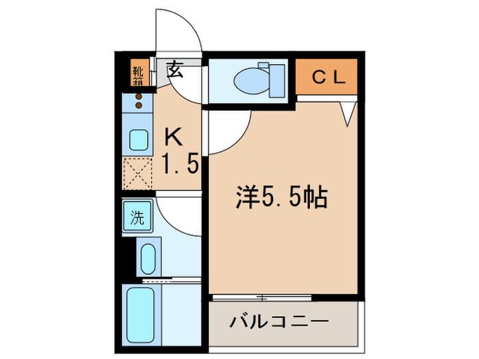 COHINA 玉川(1K/1階)の間取り写真