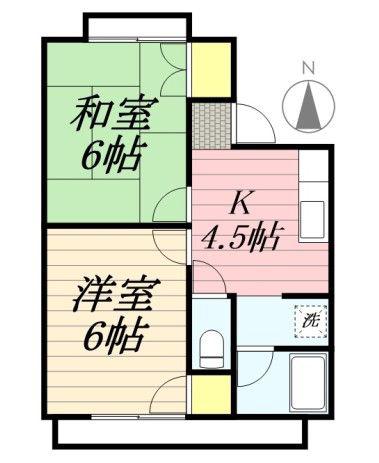 セイワハイツI(2DK/1階)の間取り写真