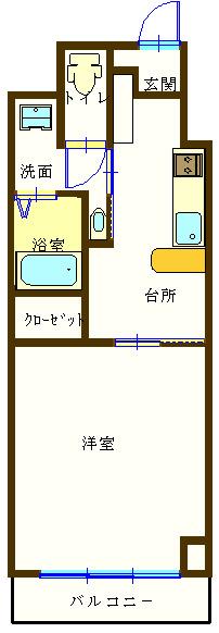KAZUWIN霧島(1K/3階)の間取り写真